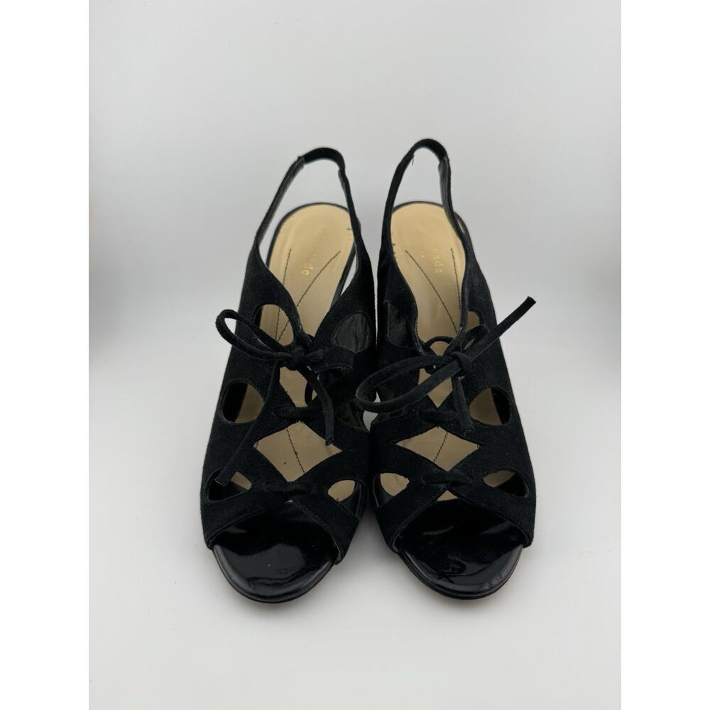 Kate Spade New York Black Leather Heels Strappy Sandal 8B Made In Italy